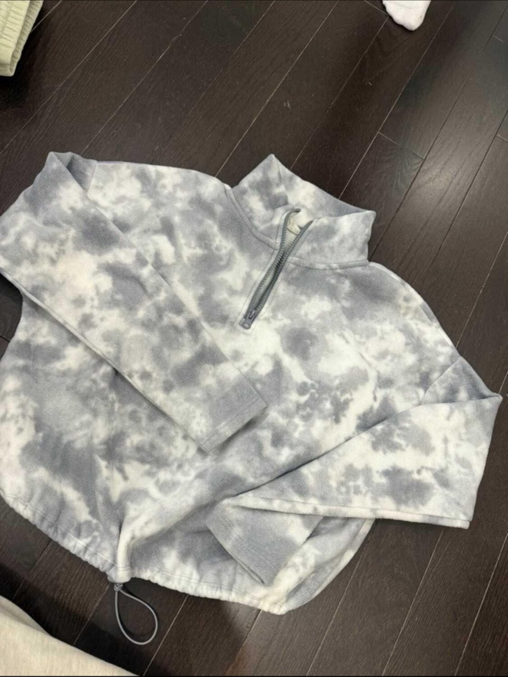 Hippie Rose Gray & White Tie-Dye Quarter-Zip Pullover